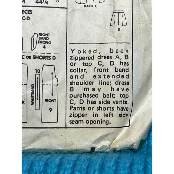 McCalls 4996 pattern Maxi dress top pants or shorts 1970s size 10 - Picture 6 of 7